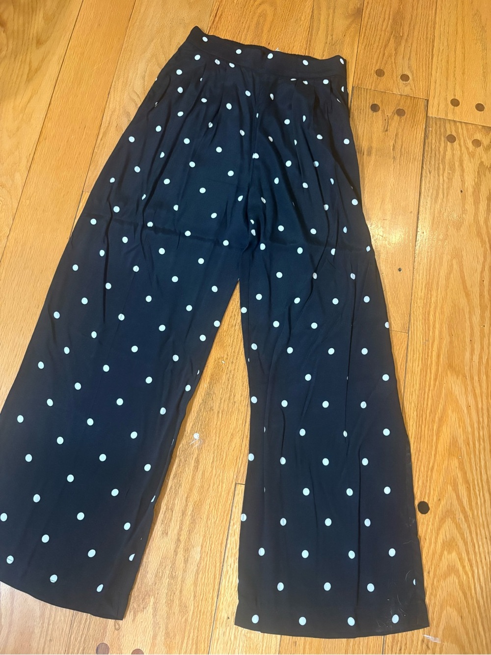 Sezane Polka Dot Wide-Leg Pants - Black with White Dots